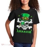 Arrrish Irish Shamrock Clover Skull St Patricks Day Kids T-Shirt thumb 2