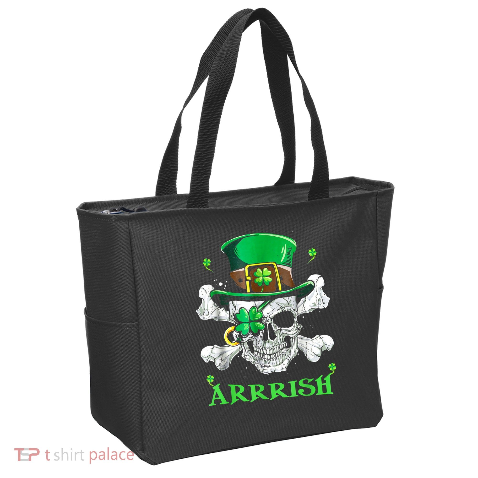Arrrish Irish Shamrock Clover Skull St Patricks Day Tote Bag