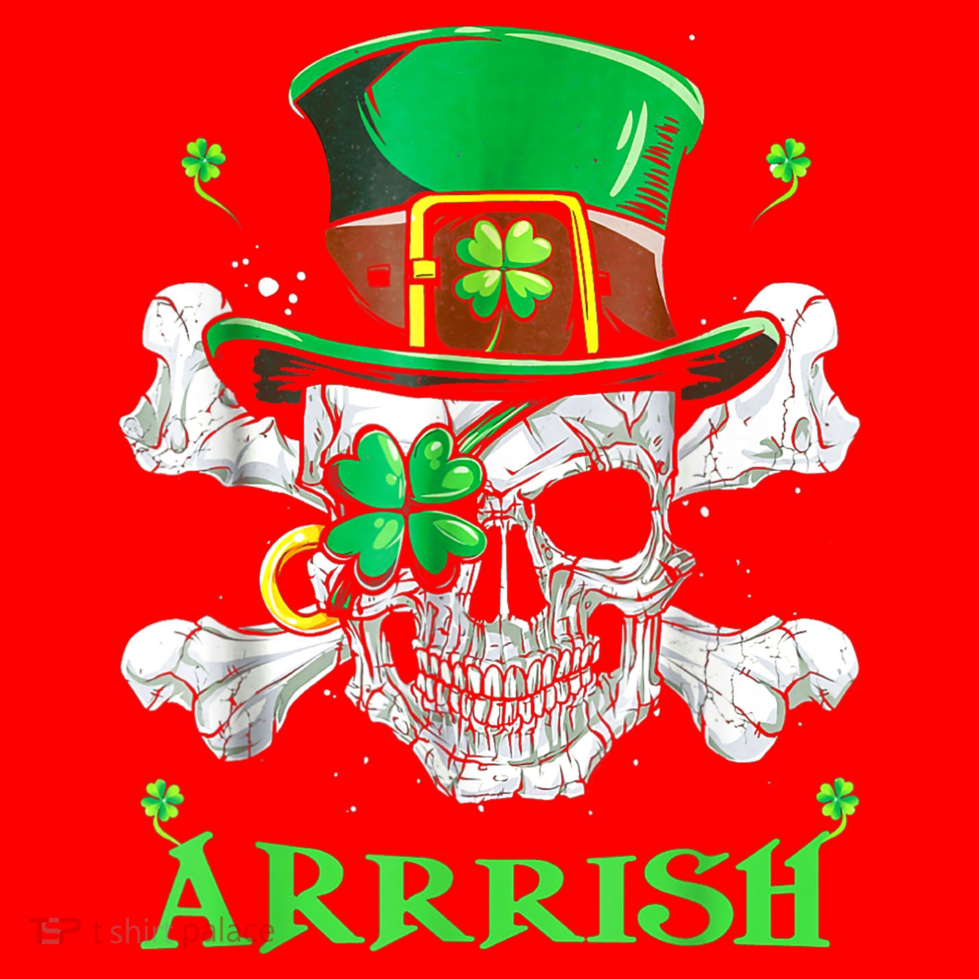 Arrrish Irish Shamrock Clover Skull St Patricks Day Santa Hat