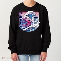 Axolotl Is Surfing Japanese Great Wave Axolotl Anime Kawaii Women's Sweatshirt thumb 0