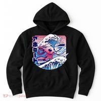 Axolotl Is Surfing Japanese Great Wave Axolotl Anime Kawaii Hoodie thumb 0