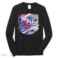 Axolotl Is Surfing Japanese Great Wave Axolotl Anime Kawaii Long Sleeve Shirt thumb 0