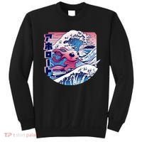 Axolotl Is Surfing Japanese Great Wave Axolotl Anime Kawaii Sweatshirt thumb 0