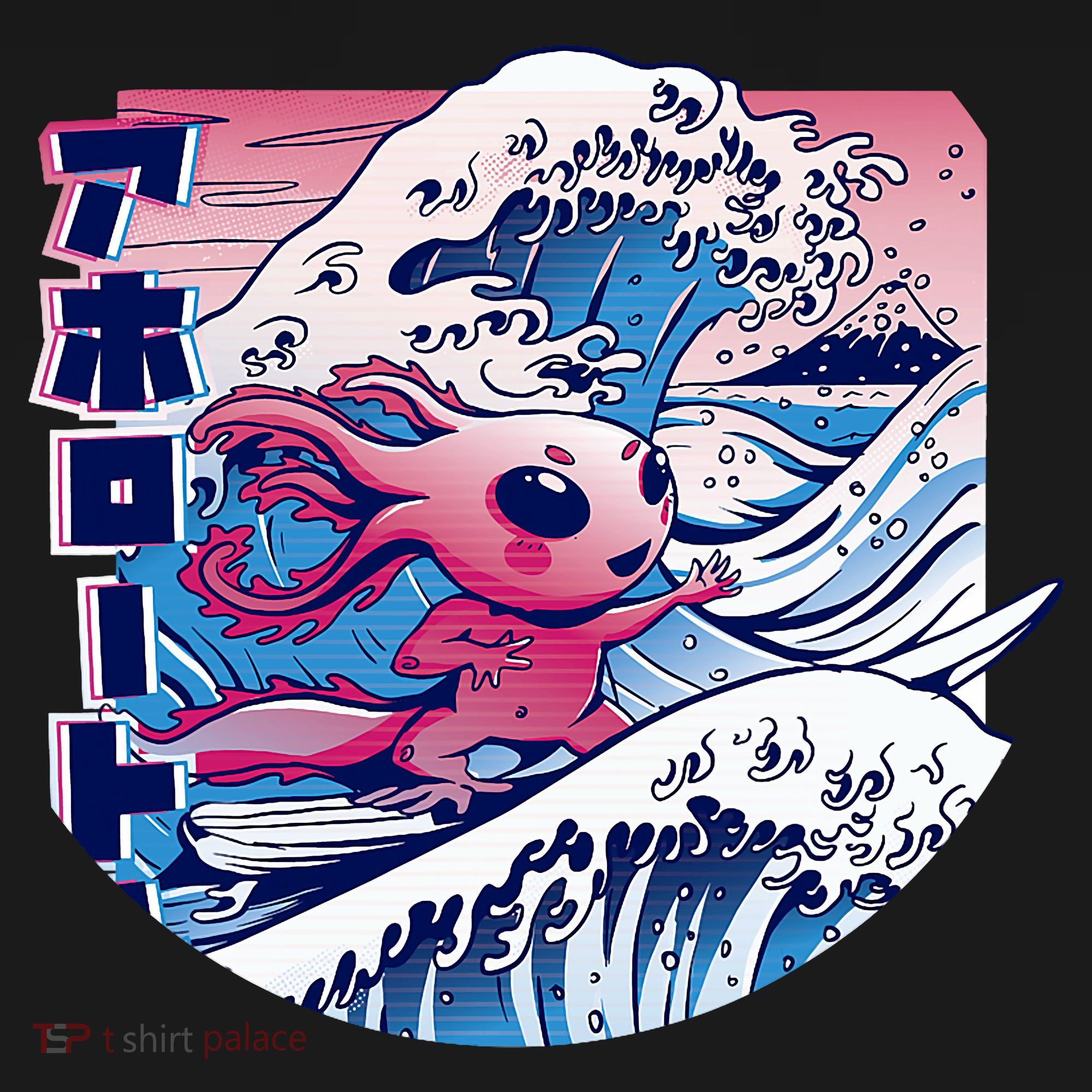 Axolotl Is Surfing Japanese Great Wave Axolotl Anime Kawaii Sweatshirt
