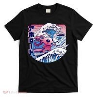 Axolotl Is Surfing Japanese Great Wave Axolotl Anime Kawaii T-Shirt thumb 0