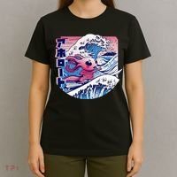 Axolotl Is Surfing Japanese Great Wave Axolotl Anime Kawaii T-Shirt thumb 4