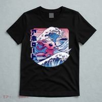 Axolotl Is Surfing Japanese Great Wave Axolotl Anime Kawaii T-Shirt thumb 5