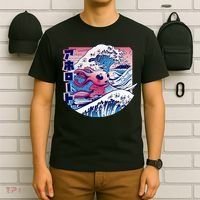 Axolotl Is Surfing Japanese Great Wave Axolotl Anime Kawaii T-Shirt thumb 6