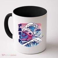 Axolotl Is Surfing Japanese Great Wave Axolotl Anime Kawaii Coffee Mug thumb 0