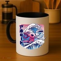 Axolotl Is Surfing Japanese Great Wave Axolotl Anime Kawaii Coffee Mug thumb 4