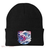 Axolotl Is Surfing Japanese Great Wave Axolotl Anime Kawaii Beanie thumb 0