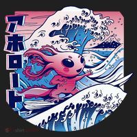 Axolotl Is Surfing Japanese Great Wave Axolotl Anime Kawaii Beanie thumb 2