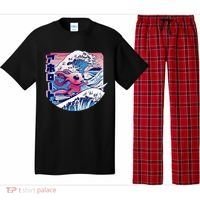 Axolotl Is Surfing Japanese Great Wave Axolotl Anime Kawaii Pajama Set thumb 0