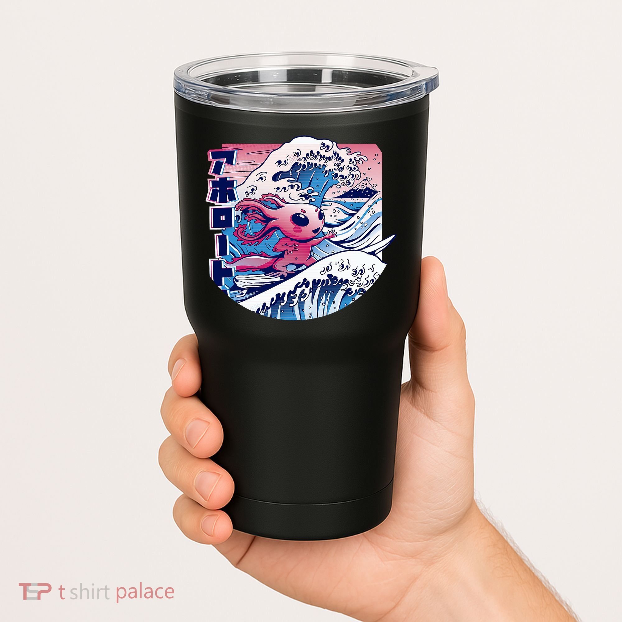 Axolotl Is Surfing Japanese Great Wave Axolotl Anime Kawaii Tumbler