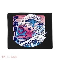 Axolotl Is Surfing Japanese Great Wave Axolotl Anime Kawaii Mousepad thumb 0