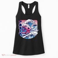Axolotl Is Surfing Japanese Great Wave Axolotl Anime Kawaii Women's Tank Top thumb 0