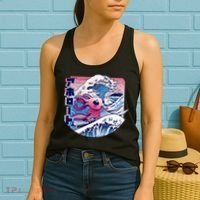 Axolotl Is Surfing Japanese Great Wave Axolotl Anime Kawaii Women's Tank Top thumb 2