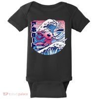 Axolotl Is Surfing Japanese Great Wave Axolotl Anime Kawaii Baby Bodysuit thumb 0