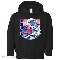 Axolotl Is Surfing Japanese Great Wave Axolotl Anime Kawaii Toddler Hoodie thumb 0