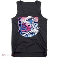 Axolotl Is Surfing Japanese Great Wave Axolotl Anime Kawaii Tank Top thumb 0