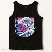 Axolotl Is Surfing Japanese Great Wave Axolotl Anime Kawaii Tank Top thumb 2