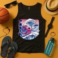 Axolotl Is Surfing Japanese Great Wave Axolotl Anime Kawaii Tank Top thumb 4