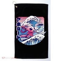 Axolotl Is Surfing Japanese Great Wave Axolotl Anime Kawaii Golf Towel thumb 0