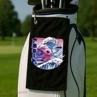 Axolotl Is Surfing Japanese Great Wave Axolotl Anime Kawaii Golf Towel thumb 2