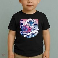 Axolotl Is Surfing Japanese Great Wave Axolotl Anime Kawaii Toddler T-Shirt thumb 2