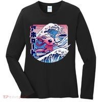 Axolotl Is Surfing Japanese Great Wave Axolotl Anime Kawaii Women's Long Sleeve Shirt thumb 0