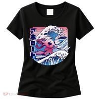 Axolotl Is Surfing Japanese Great Wave Axolotl Anime Kawaii Women's T-Shirt thumb 0