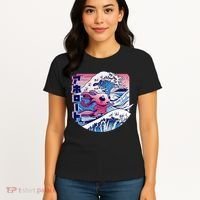 Axolotl Is Surfing Japanese Great Wave Axolotl Anime Kawaii Women's T-Shirt thumb 4