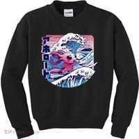 Axolotl Is Surfing Japanese Great Wave Axolotl Anime Kawaii Kids Sweatshirt thumb 0