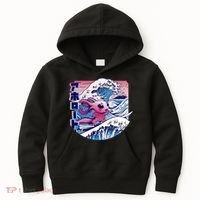 Axolotl Is Surfing Japanese Great Wave Axolotl Anime Kawaii Kids Hoodie thumb 0