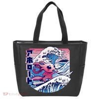 Axolotl Is Surfing Japanese Great Wave Axolotl Anime Kawaii Tote Bag thumb 0