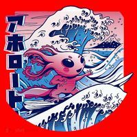 Axolotl Is Surfing Japanese Great Wave Axolotl Anime Kawaii Santa Hat thumb 1
