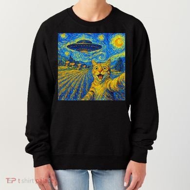 Alien Invasion Starry Night Cool Cat Lovers Gift Idea Women's Sweatshirt