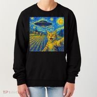 Alien Invasion Starry Night Cool Cat Lovers Gift Idea Women's Sweatshirt thumb 0