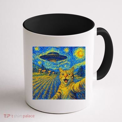 Alien Invasion Starry Night Cool Cat Lovers Gift Idea Coffee Mug back