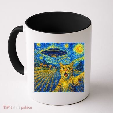 Alien Invasion Starry Night Cool Cat Lovers Gift Idea Coffee Mug