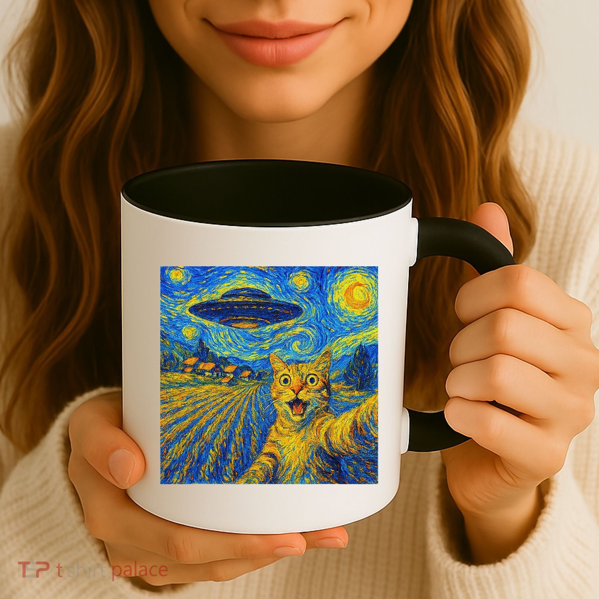 Alien Invasion Starry Night Cool Cat Lovers Gift Idea Coffee Mug