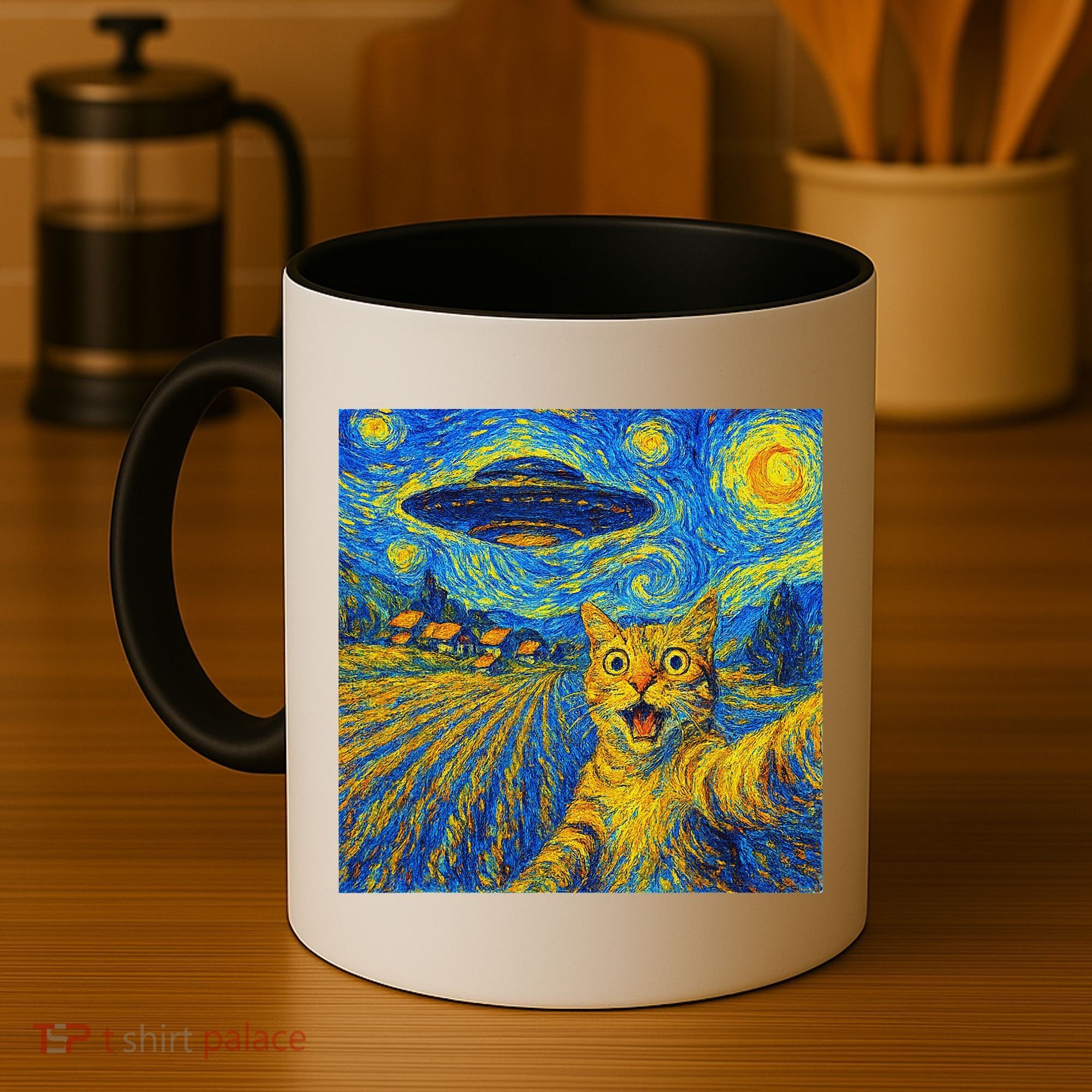 Alien Invasion Starry Night Cool Cat Lovers Gift Idea Coffee Mug