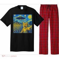 Alien Invasion Starry Night Cool Cat Lovers Gift Idea Pajama Set thumb 0