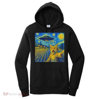 Alien Invasion Starry Night Cool Cat Lovers Gift Idea Women's Hoodie