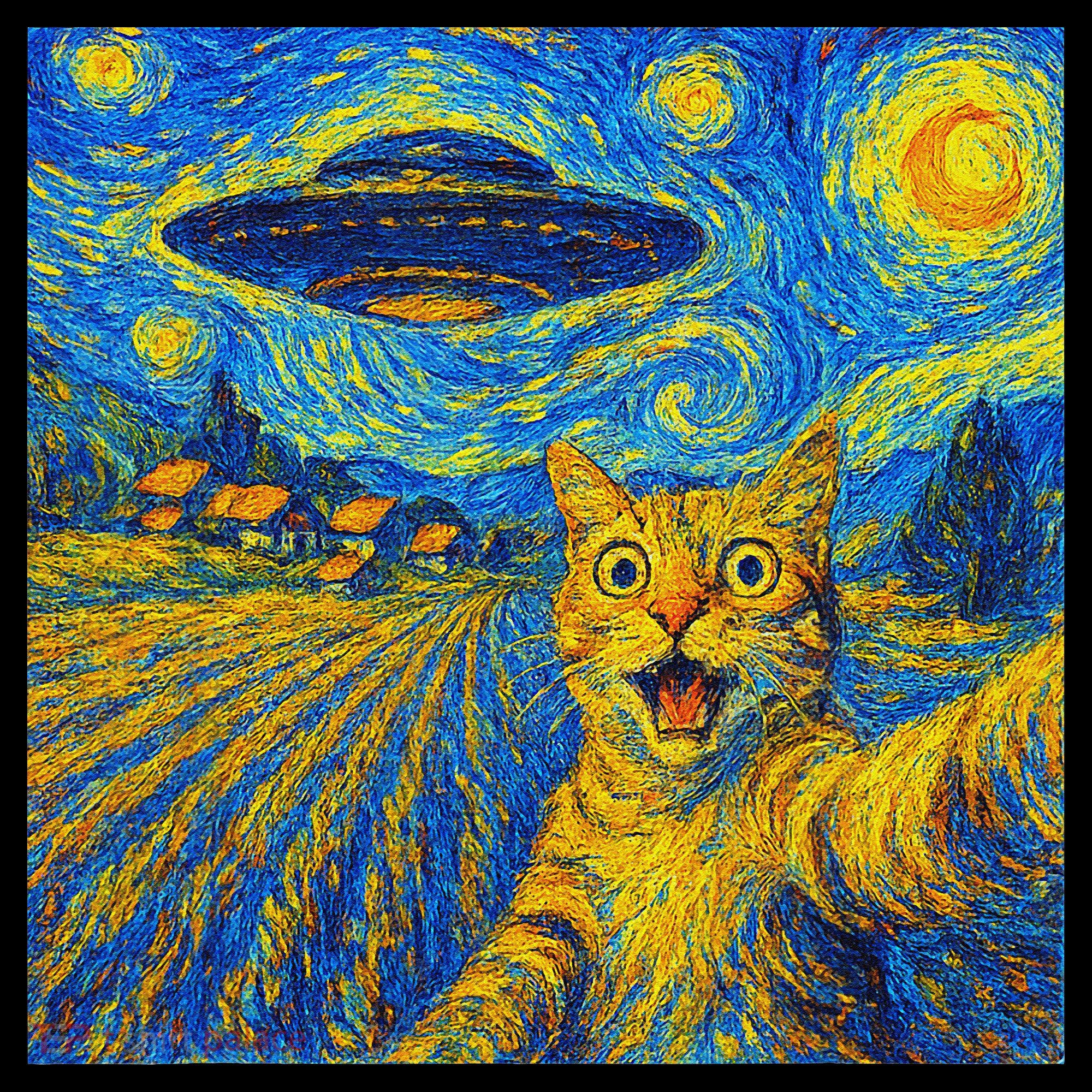 Alien Invasion Starry Night Cool Cat Lovers Gift Idea Women's Hoodie