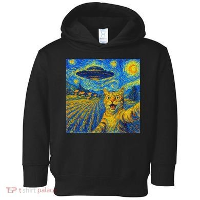 Alien Invasion Starry Night Cool Cat Lovers Gift Idea Toddler Hoodie