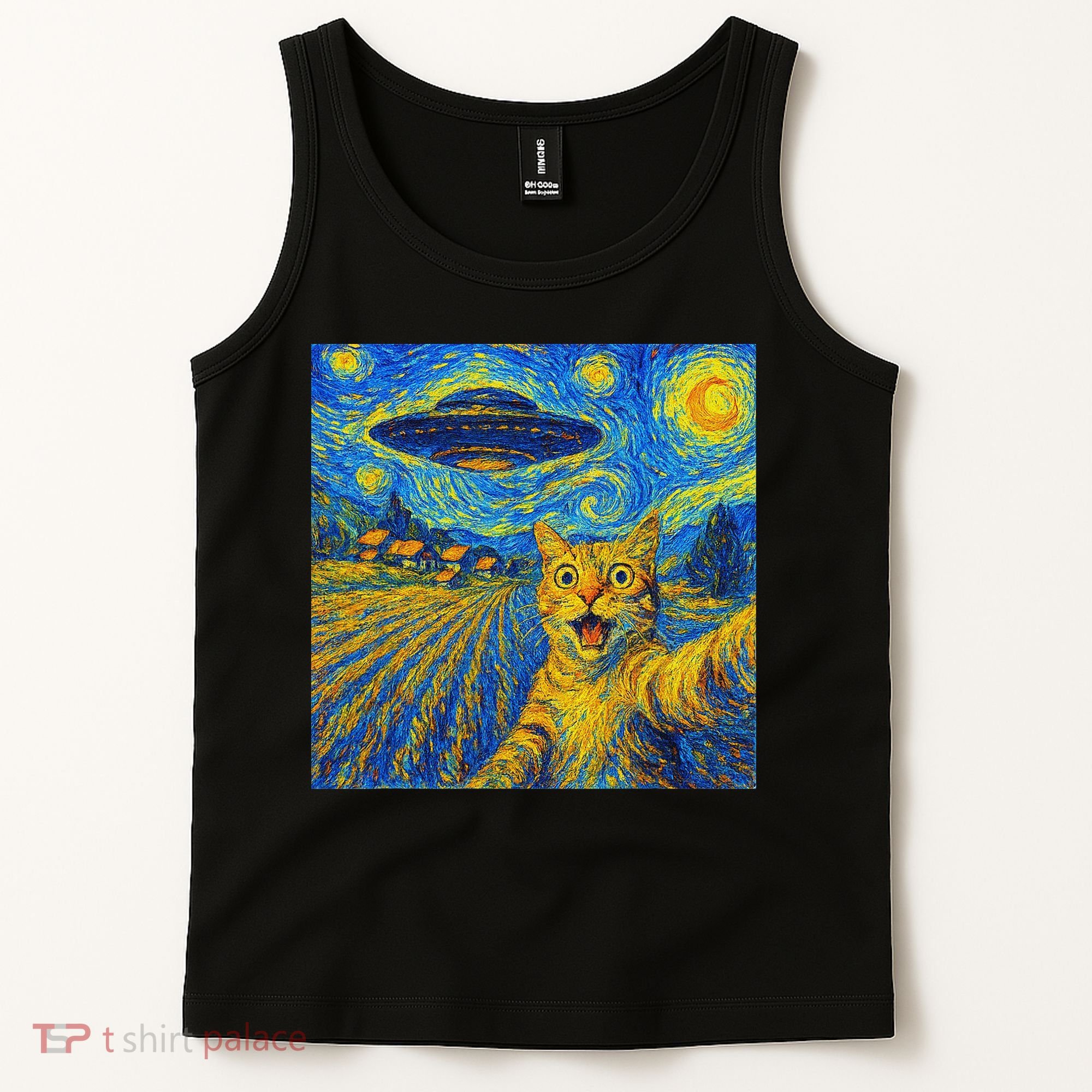 Alien Invasion Starry Night Cool Cat Lovers Gift Idea Tank Top