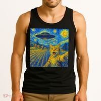 Alien Invasion Starry Night Cool Cat Lovers Gift Idea Tank Top thumb 3