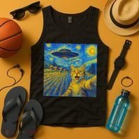 Alien Invasion Starry Night Cool Cat Lovers Gift Idea Tank Top thumb 4