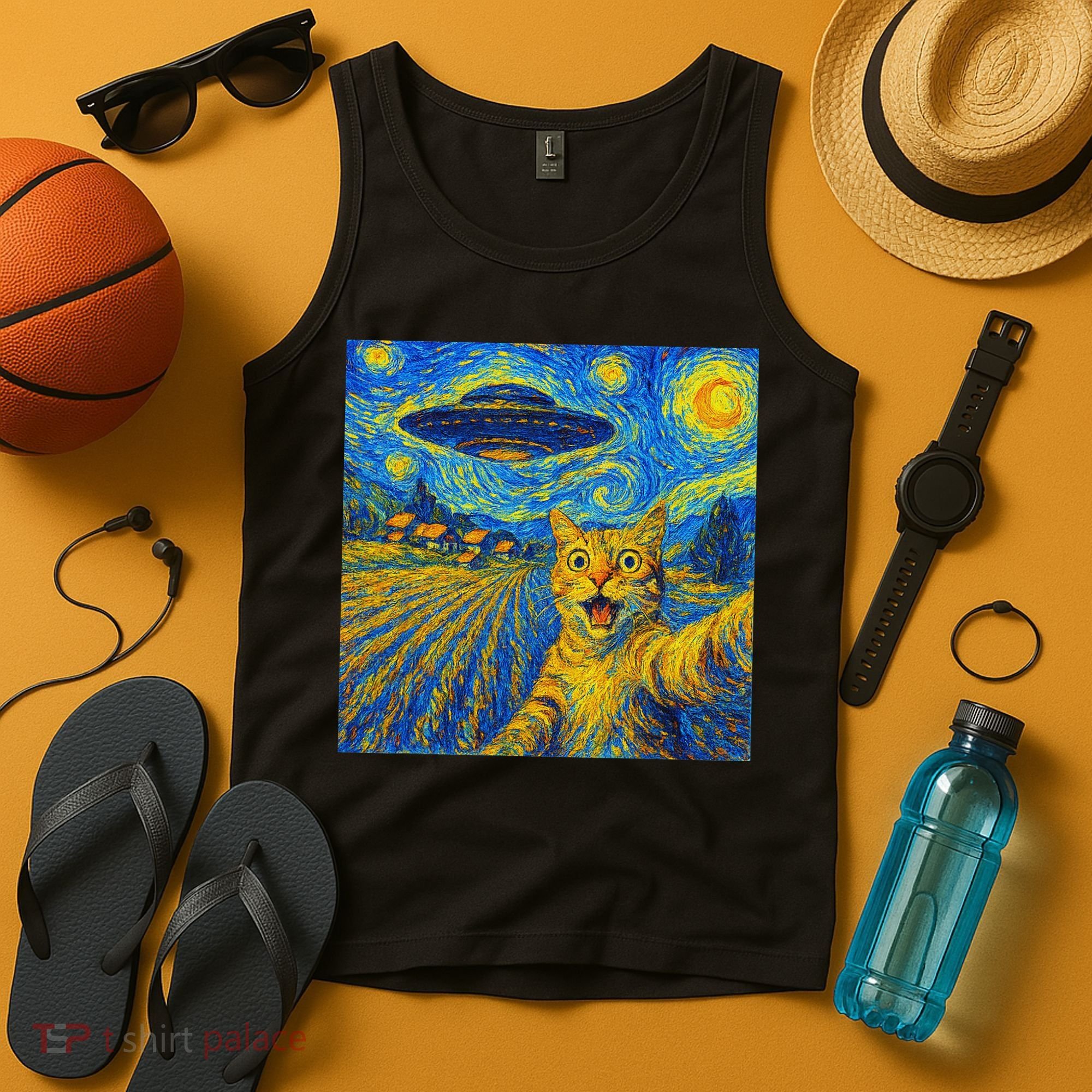 Alien Invasion Starry Night Cool Cat Lovers Gift Idea Tank Top